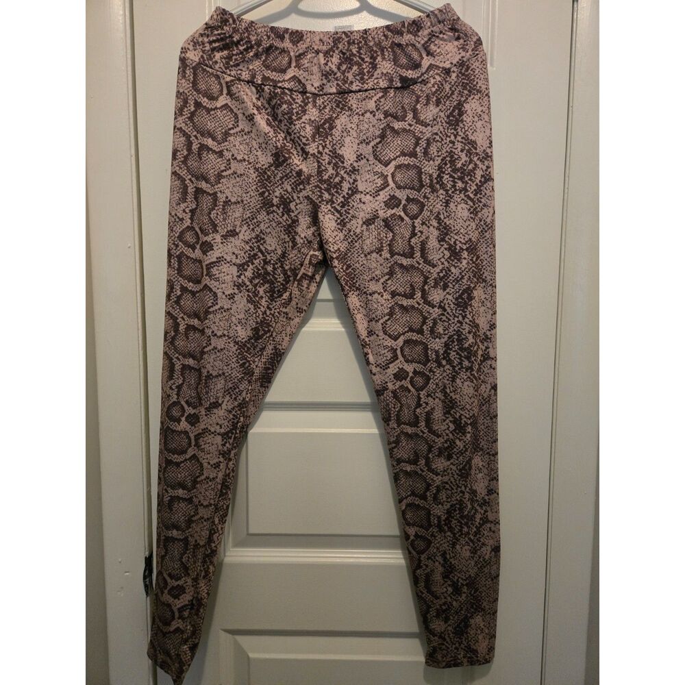 Brown Snakeprint Leggings by Shein size L